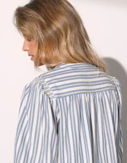 Robe Chemisier Col Officier Manches 3/4 Rayée 15 Robe Chemisier Col Officier Manches 3/4 Rayée -Femmes Vêtements Magasin 501817 C01 zoomx vue7