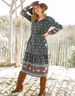 Robe Longue Volantée Imprimé Folk 11 Robe Longue Volantée Imprimé Folk -Femmes Vêtements Magasin 501833 C01 zoomx vue4