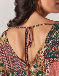 Robe Longue Imprimé Patchwork Col V 13 Robe Longue Imprimé Patchwork Col V -Femmes Vêtements Magasin 501835 C00 zoom detailRFP