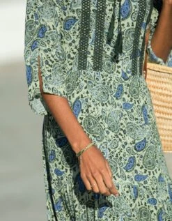 Robe Longue Imprimée Manches 3/4 Fendues -Femmes Vêtements Magasin 501952 C02 zoom detailRFP