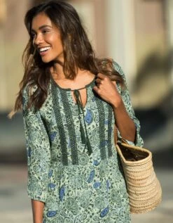 Robe Longue Imprimée Manches 3/4 Fendues -Femmes Vêtements Magasin 501952 C02 zoomx vue3