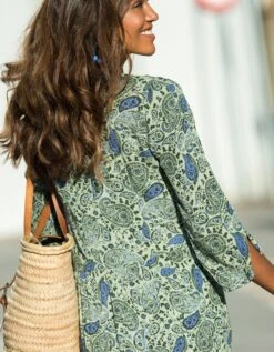 Robe Longue Imprimée Manches 3/4 Fendues -Femmes Vêtements Magasin 501952 C02 zoomx vue6