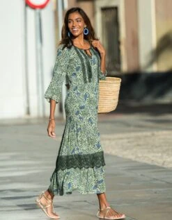 Robe Longue Imprimée Manches 3/4 Fendues -Femmes Vêtements Magasin 501952 C02 zoomx vue7