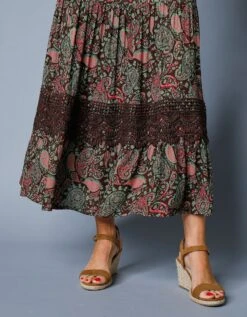 Robe Longue Imprimée Manches 3/4 Fendues -Femmes Vêtements Magasin 501952 C04 zoomx vue4