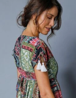 Robe Mi-longue Manches Courtes Imprimée -Femmes Vêtements Magasin 501962 C02 zoomx vue7