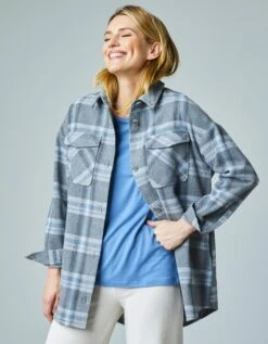 Veste Surchemise Oversize à Carreaux