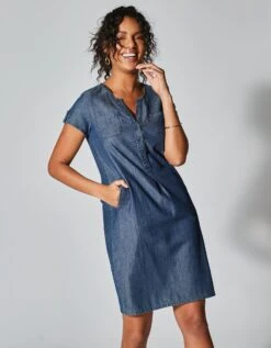 Robe Col Tunisien, Denim Léger -Femmes Vêtements Magasin 504010 C01 zoomx vue5