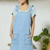 Robe Salopette Bretelles Volantées En Jean -Femmes Vêtements Magasin 504020 C02 zoomx