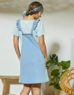 Robe Salopette Bretelles Volantées En Jean -Femmes Vêtements Magasin 504020 C02 zoomx vue2