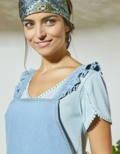 Robe Salopette Bretelles Volantées En Jean -Femmes Vêtements Magasin 504020 C02 zoomx vue6