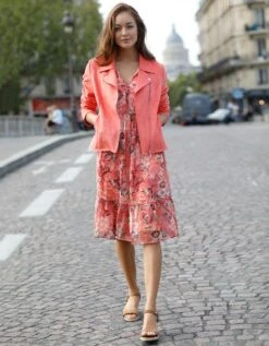 Blouson Zippé Suédine Col Tailleur Pressionné -Femmes Vêtements Magasin 523019 C02 zoomx vue3