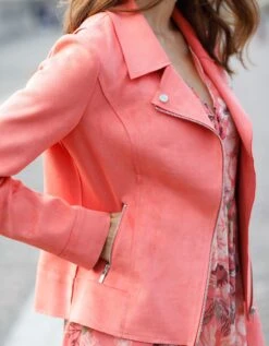 Blouson Zippé Suédine Col Tailleur Pressionné -Femmes Vêtements Magasin 523019 C02 zoomx vue7