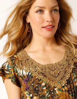 Robe Imprimé Tropical - Décolleté Macramé -Femmes Vêtements Magasin 541053 C02 zoomx vue4