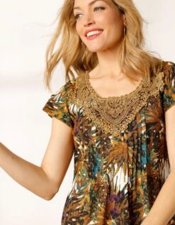 Robe Imprimé Tropical - Décolleté Macramé -Femmes Vêtements Magasin 541053 C02 zoomx vue6