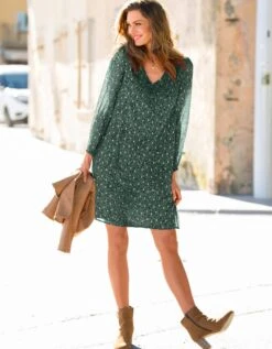 Robe évasée Voile Imprimé Doré