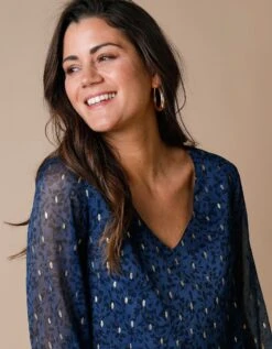 Robe évasée Voile Imprimé Doré -Femmes Vêtements Magasin 541099 C05 zoomx vue2