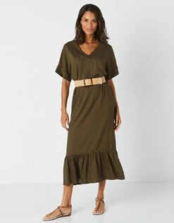 Robe Longue Volantée Unie, Spécial Petites 10 Robe Longue Volantée Unie, Spécial Petites -Femmes Vêtements Magasin 541135 C01 zoomx vue3