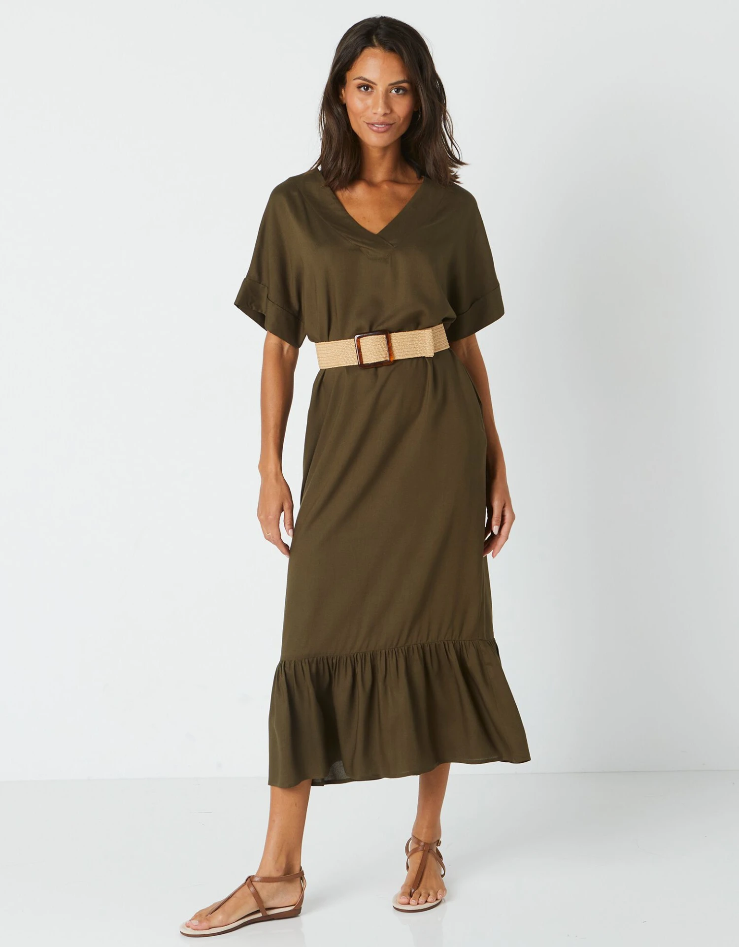 Robe Longue Volantée Unie, Spécial Petites 5 Robe Longue Volantée Unie, Spécial Petites – Image 3