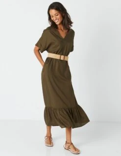 Robe Longue Volantée Unie, Spécial Petites 12 Robe Longue Volantée Unie, Spécial Petites -Femmes Vêtements Magasin 541135 C01 zoomx vue5