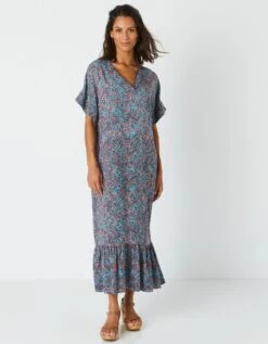 Robe Longue Volantée Imprimée, Spécial Petites -Femmes Vêtements Magasin 541136 C01 zoomx vue4