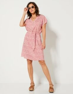 Robe Droite Fluide Manches Courtes, Imprimé -Femmes Vêtements Magasin 541137 C00 zoomx vue4