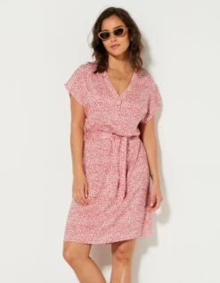 Robe Droite Fluide Manches Courtes, Imprimé -Femmes Vêtements Magasin 541137 C00 zoomx vue6