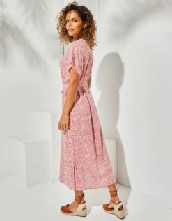 Robe Droite Longue Fluide Manches Courtes, Imprimé -Femmes Vêtements Magasin 541139 C00 zoomx vue2