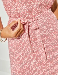 Robe Droite Longue Fluide Manches Courtes, Imprimé -Femmes Vêtements Magasin 541139 C00 zoomx vue4