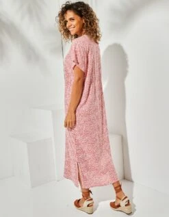 Robe Droite Longue Fluide Manches Courtes, Imprimé -Femmes Vêtements Magasin 541139 C00 zoomx vue6