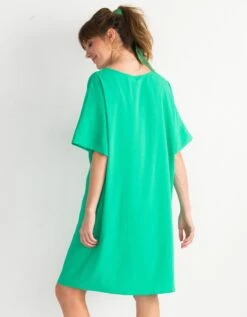 Robe Forme Housse Unie Manches Courtes Tissu Texturé -Femmes Vêtements Magasin 541140 C03 zoomx vue2