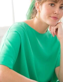 Robe Forme Housse Unie Manches Courtes Tissu Texturé -Femmes Vêtements Magasin 541140 C03 zoomx vue4