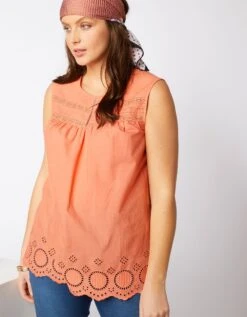 Blouse Sans Manches Macramé Broderie écailles