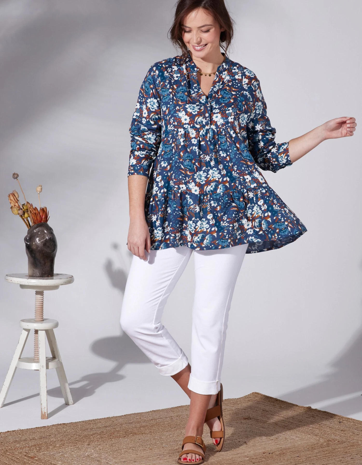 Blouse Ample Manches Longues Imprimé Floral 7 Blouse Ample Manches Longues Imprimé Floral – Image 5