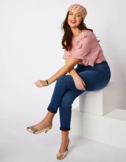 Blouse Volantée En Voile Manches Courtes - Rose Poudré -Femmes Vêtements Magasin 560021 C01 zoomx vue4