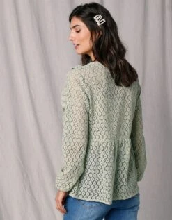 Chemisier Dentelle Col V Manches Longues -Femmes Vêtements Magasin 560024 C01 zoomx vue2