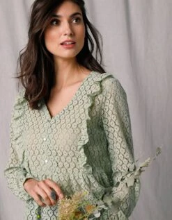 Chemisier Dentelle Col V Manches Longues -Femmes Vêtements Magasin 560024 C01 zoomx vue4