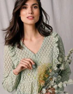 Chemisier Dentelle Col V Manches Longues -Femmes Vêtements Magasin 560024 C01 zoomx vue7