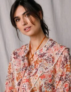 Chemisier Volant Et Dentelle Voile Imprimé -Femmes Vêtements Magasin 560041 C01 zoomx vue3