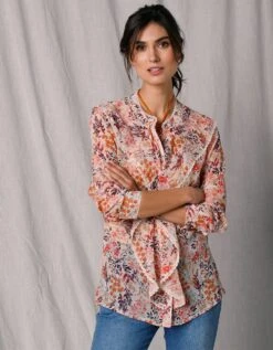 Chemisier Volant Et Dentelle Voile Imprimé -Femmes Vêtements Magasin 560041 C01 zoomx vue4