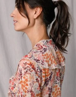 Chemisier Volant Et Dentelle Voile Imprimé -Femmes Vêtements Magasin 560041 C01 zoomx vue5