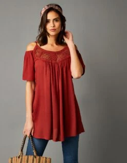 Blouse épaules Dénudées Empiècement Macramé -Femmes Vêtements Magasin 560063 C01 zoomx vue3
