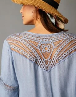 Blouse Crépon Fluide Dos Macramé