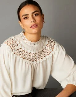 Blouse Col Montant Victorien Macramé 14 Blouse Col Montant Victorien Macramé -Femmes Vêtements Magasin 560110 C01 zoomx vue6