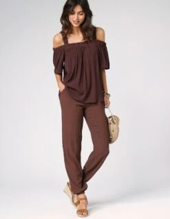 Top Brodé épaules Dénudées Uni 12 Top Brodé épaules Dénudées Uni -Femmes Vêtements Magasin 560273 C02 zoomx vue4