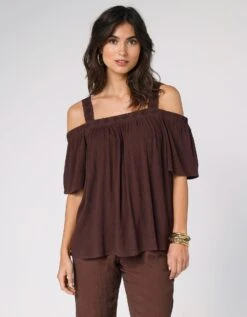 Top Brodé épaules Dénudées Uni 13 Top Brodé épaules Dénudées Uni -Femmes Vêtements Magasin 560273 C02 zoomx vue5