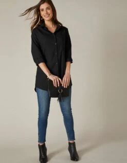 Chemise Longue Unie Boutonnée -Femmes Vêtements Magasin 560305 C00 zoomx vue5