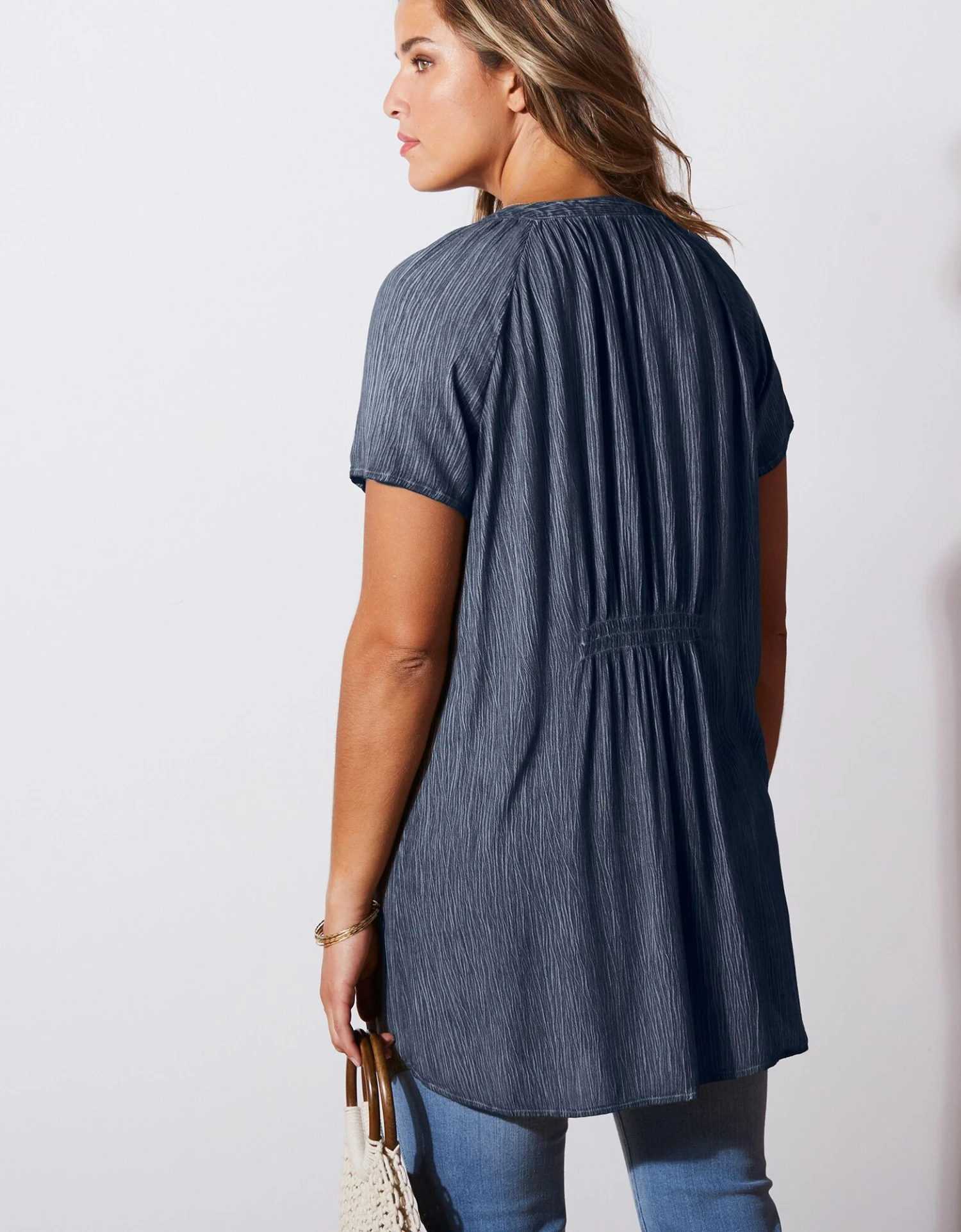 Blouse Crépon Léger Manches Courtes 4 Blouse Crépon Léger Manches Courtes – Image 2