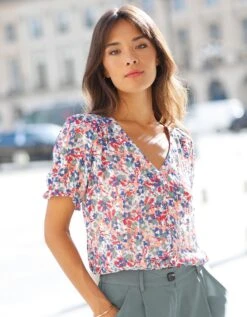 Chemisier Boutonné Imprimé, Voile Jacquard -Femmes Vêtements Magasin 560542 C02 zoomx vue5