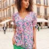 Chemisier Boutonné Imprimé, Voile Jacquard -Femmes Vêtements Magasin 560542 C03 zoomx