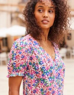 Chemisier Boutonné Imprimé, Voile Jacquard -Femmes Vêtements Magasin 560542 C03 zoomx vue3